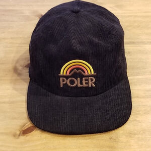 Poler Corduroy Hat Snapback Black Camp Outdoor Mountain Sun Logo